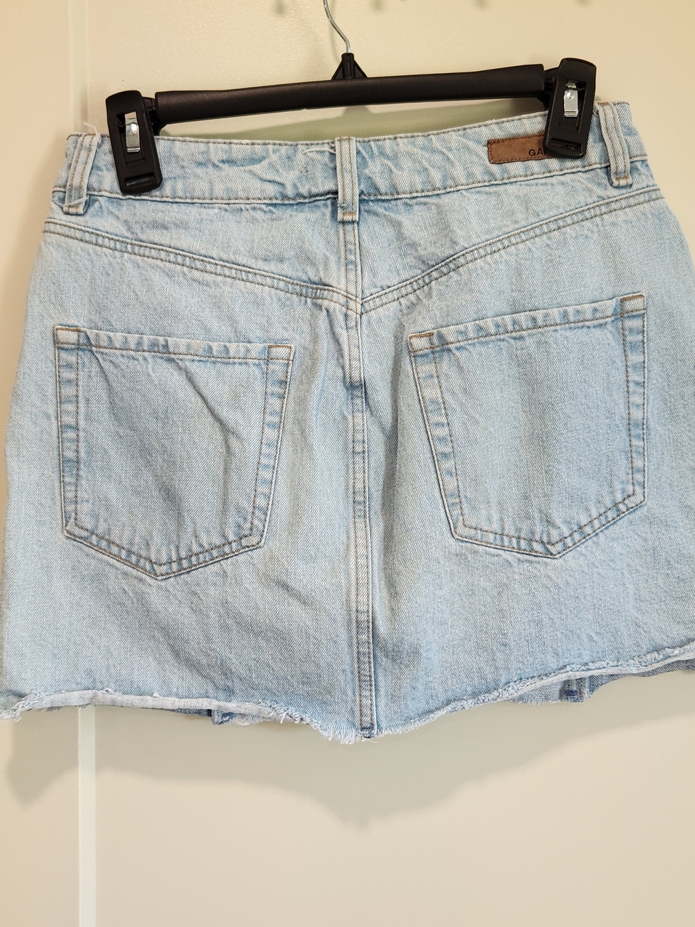 Garage Two Tone Colorblock Denim Patchwork Raw Hem Mini Skirt Size S - Picture 5 of 15
